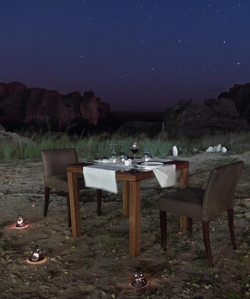 Isalo Rock Lodge night dinner